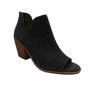 Susina Lea Olive Gray Suede Open Toe Heeled Ankle Boots Womens 7